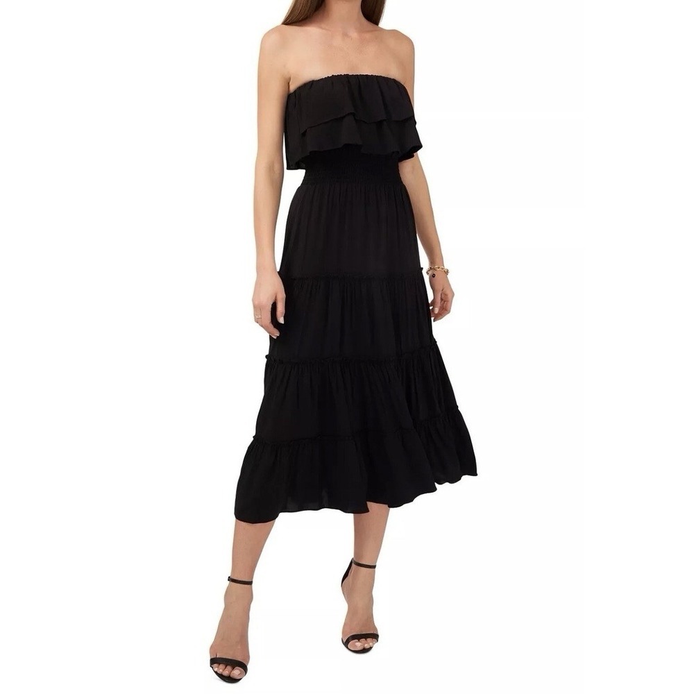 State Women's Strapless Ruffle Tiered Maxi Dress Size XXL Made In India